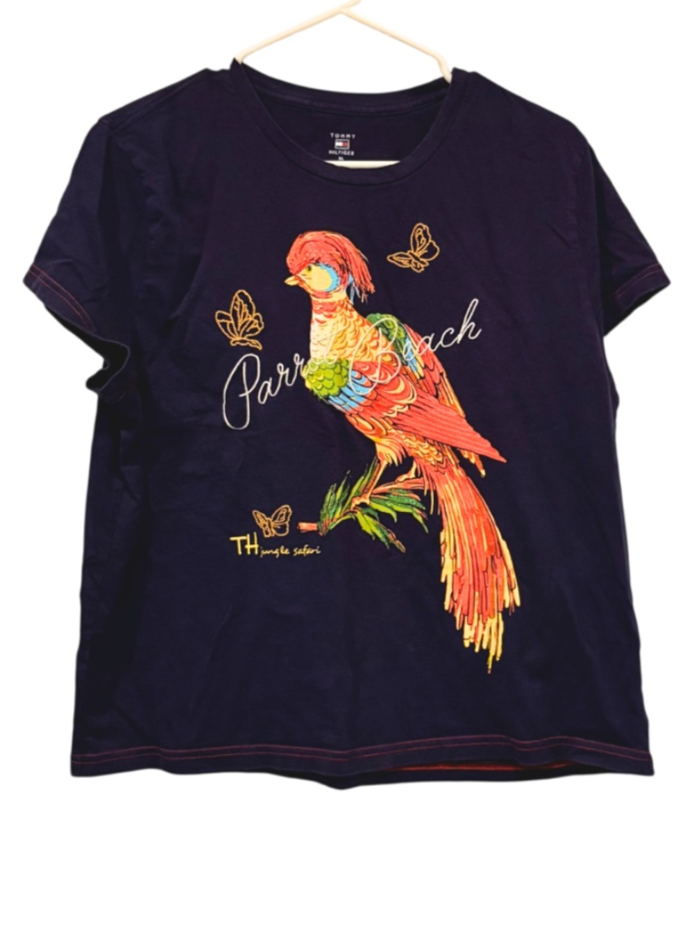 Tommy Hilfiger Women's Jungle Safari Parrot Beach T-Shirt